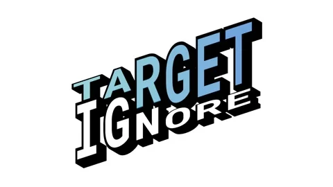 TARGET vs IGNORE, 3D Text Animation in Isometric View with Opposite Word Motion Stock Footage 314264112