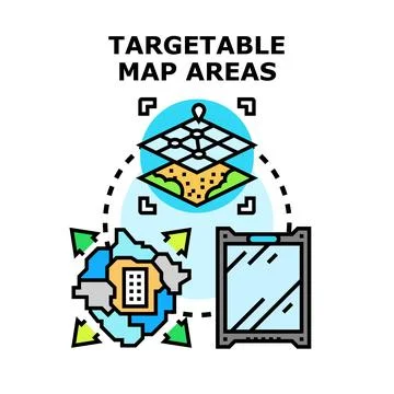 Targetable map areas vector concept mapping technology 스톡 일러스트