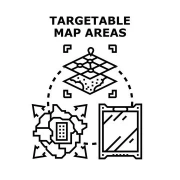 Targetable map areas vector concept mapping technology 스톡 일러스트