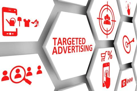 TARGETED ADVERTISING concept cell background 3d illustration Stock Illustration