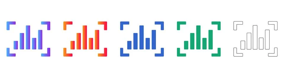 Targeted Bar Chart Analytics UI Icon Set Stock Illustration
