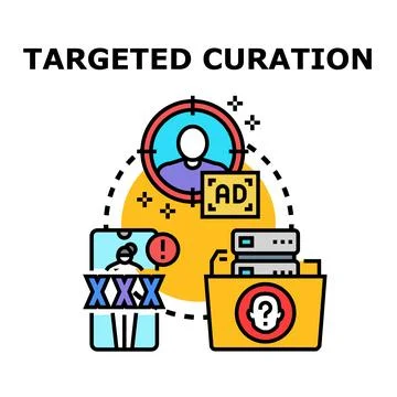 Targeted content curation and personalized advertising managing data イラスト素材