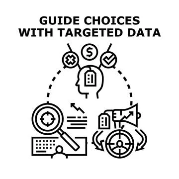 Targeted data guiding choices and optimizing business decisions Illustrazione stock