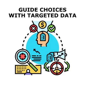 Targeted data guiding choices and optimizing business decisions Stock Illustration
