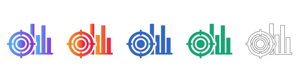 Targeted Data Strategy Icons Stock Illustration