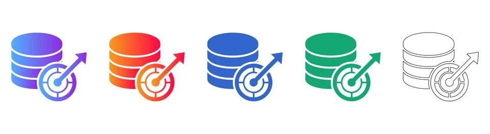 Targeted Data Strategy Icons Set Stock Illustration