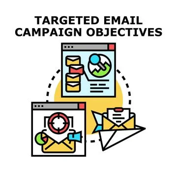 Targeted email campaign objectives with digital business strategy 库存插图