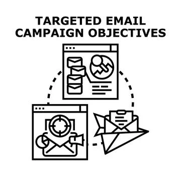 Targeted email campaign objectives with digital business strategy Stock Illustration