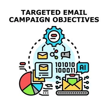 Targeted email campaign objectives strategy and automation Stock Illustration