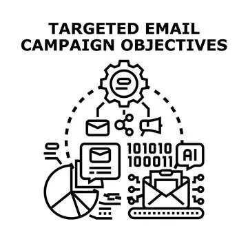 Targeted email campaign objectives strategy and automation Stock Illustration