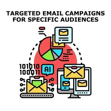 Targeted email campaigns for specific audience marketing Stock Illustration