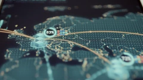Targeted European Data Node on Global Map Stock-Footage 341871610
