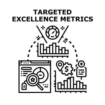 Targeted excellence metrics data analyzing concept Stock Illustration