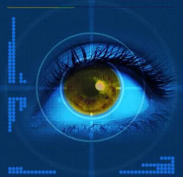 Targeted eye high-tech technology background with targeted eye Copyright: ... 写真素材