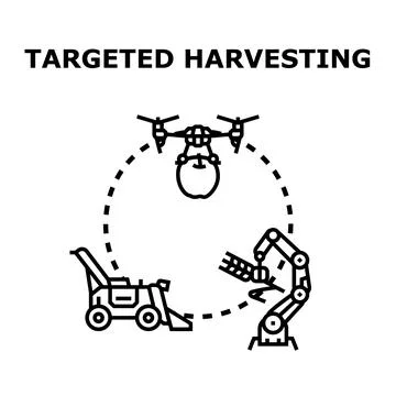 Targeted harvesting using drone and robotic technologies Stock Illustration