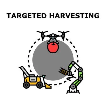Targeted harvesting using drone and robotic technologies Stock Illustration