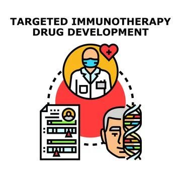 Targeted immunotherapy drug development process exploring genetic data Stock Illustration
