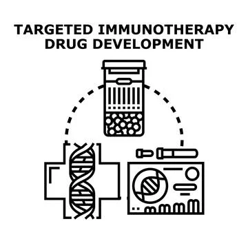 Targeted immunotherapy drug development process for medical research Stock Illustration