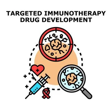 Targeted immunotherapy drug development targeting cancer cells Illustrazione stock