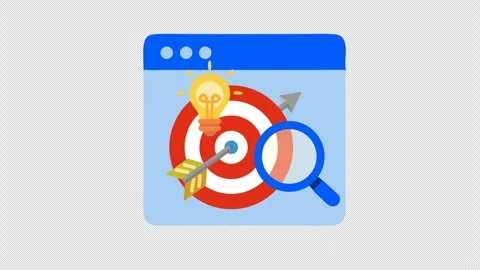 Targeted innovation web search icon in cartoon animation. Online idea generation Stock Footage 313426416