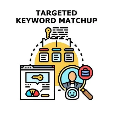 Targeted keyword analysis and matchup for digital marketing 스톡 일러스트