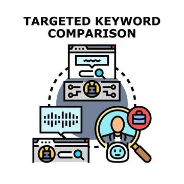 Targeted keyword comparison for audience analysis and seo Stock Illustration