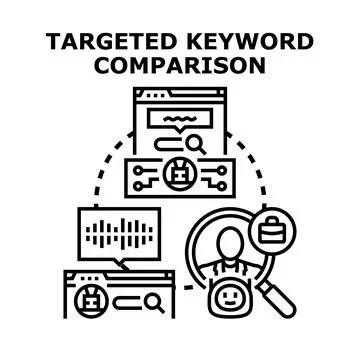 Targeted keyword comparison for audience analysis and seo Stock Illustration