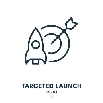 Targeted Launch Icon. Start Up, Idea, Goal. Editable Stroke Stock Illustration