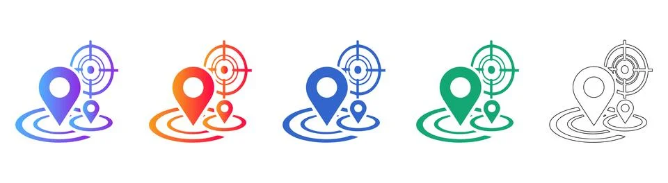Targeted Location Mapping Icon Set Stock Illustration
