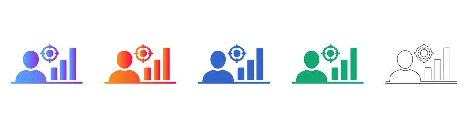 Targeted Performance Analysis Icon Set Stock Illustration