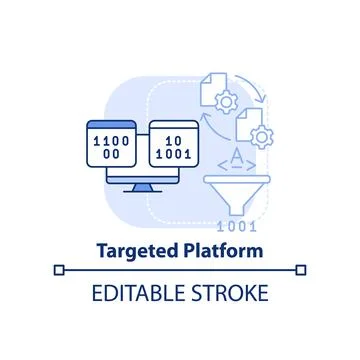 Targeted platform light blue concept icon Stock Illustration