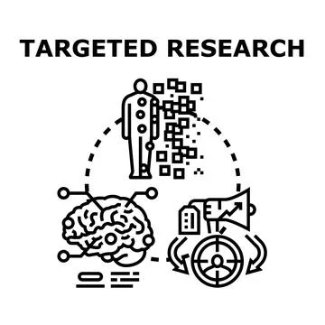Targeted research process collecting data for analysis イラスト素材