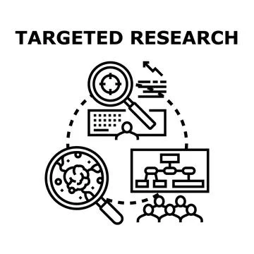 Targeted research strategy identifying specific goals and audience Illustrazione stock