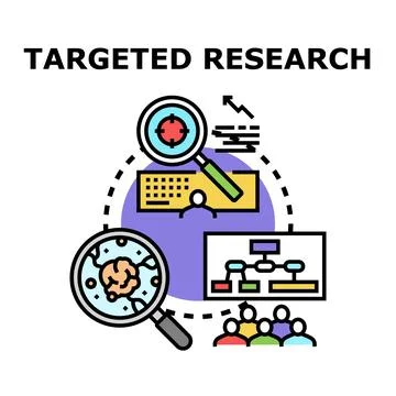 Targeted research strategy identifying specific goals and audience Illustrazione stock