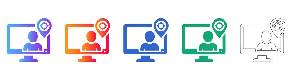 Targeted User Tracking and Analytics Icons Stock Illustration