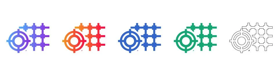 Targeting and Data Grid Precision Icon Set Stock Illustration