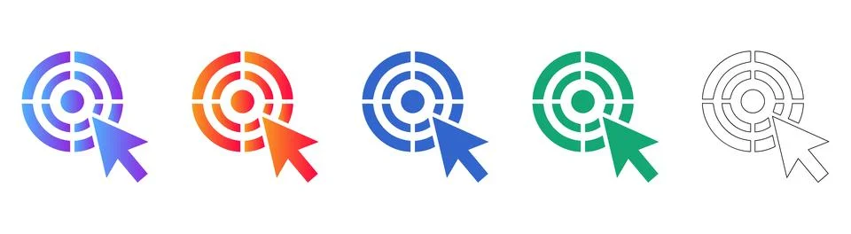 Targeting and Precision Click Icon Set 库存插图