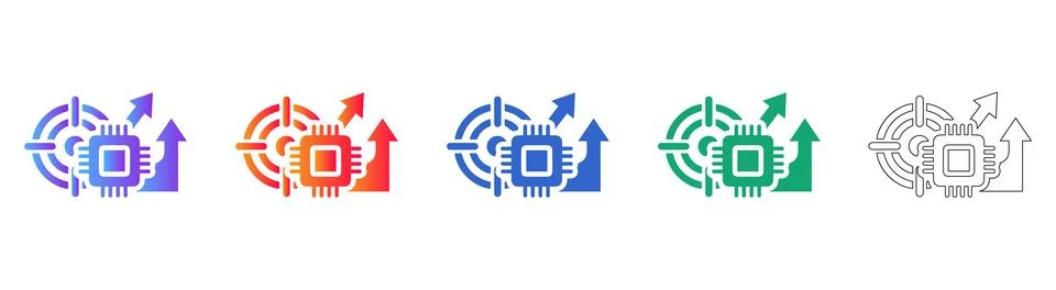Targeting and Processor Growth Icons Stockillustratie