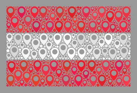 Targeting Austria Flag - Mosaic with Map Pointers Stock Illustration