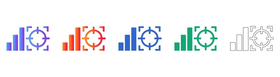 Targeting Bar Chart Analytics Icons Stock Illustration