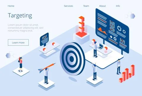 Targeting business isometric concept vector for landing page, website, app Illustrazione stock