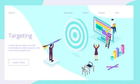 Targeting business isometric concept vector for landing page, website, app 스톡 일러스트