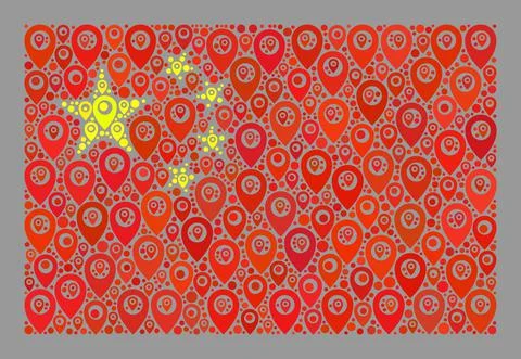 Targeting China Flag - Mosaic of Map Markers Stock Illustration