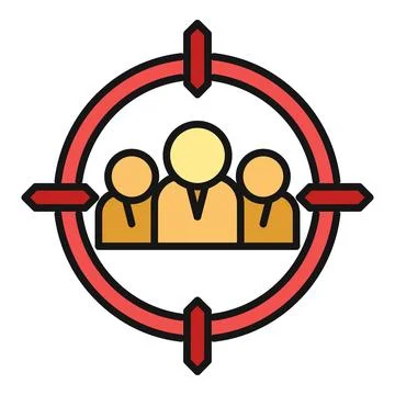 Targeting customer audience focus group flat icon Ilustração Stock
