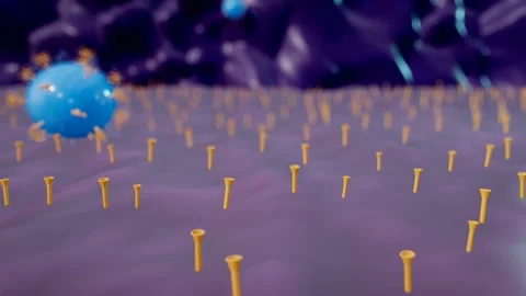 Targeting molecules binding to matching receptors on a cancer cell loop Stock Footage 344650170