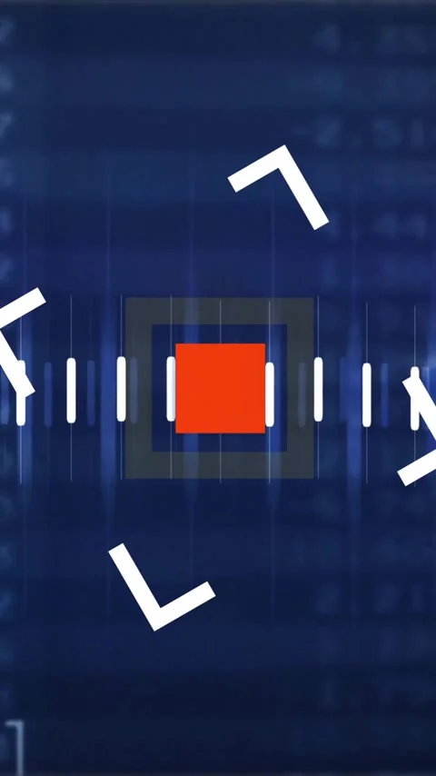 Targeting reticle and data analysis animation over financial data on blue Stock Footage 343091736