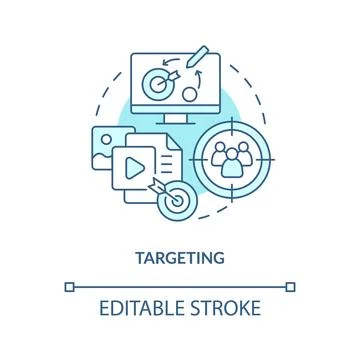 Targeting turquoise concept icon Stock Illustration