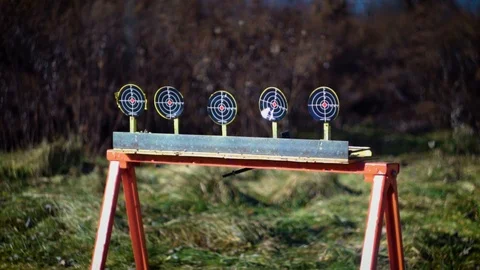 Targets Getting Shot in Slow Motion - 1080p 120fps Rec709 Stock-Footage 104426451