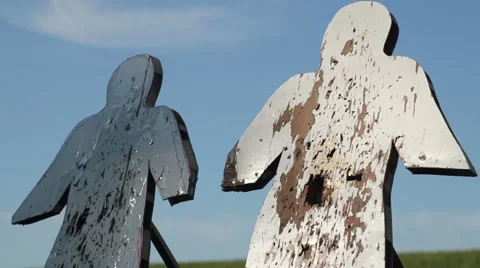 Targets at knife throwing training Stock Footage 48387969