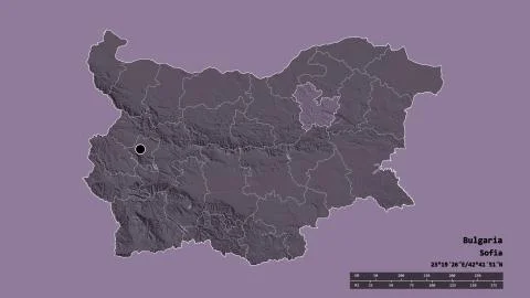 Targovishte, Bulgaria. Colored elevation map Stock Illustration